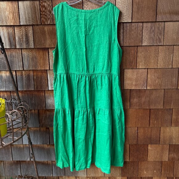 EUC GORMAN Australia Kelly Green Linen Sleeveless Tiered Dress in Women's 2X - Picture 6 of 11